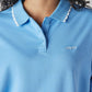 Women's Solid Blue Polo Collar Sweatshirt - Detail View
