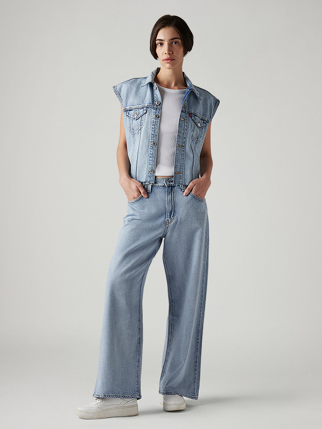 Women's Cinch Ribcage Wide Leg Fit High Rise Jeans