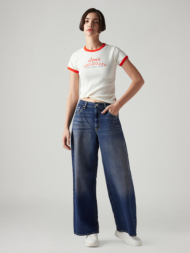 Women's Ribcage Wide Leg Fit High Rise Cinched Jeans