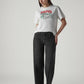 Women's Black Wide Leg Fit High Rise Cinched Jeans - Styleshot View
