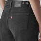 Women's Black Wide Leg Fit High Rise Cinched Jeans - Detail View