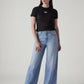 Women's Light Blue Wide Leg Fit High Rise Cinched Jeans - 20 View