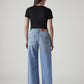 Women's Light Blue Wide Leg Fit High Rise Cinched Jeans - 20 View