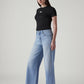 Women's Light Blue Wide Leg Fit High Rise Cinched Jeans - 20 View