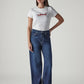 Women's Dark Indigo Wide Leg Fit High Rise Cinched Jeans - Styleshot View