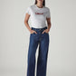 Women's Dark Indigo Wide Leg Fit High Rise Cinched Jeans - Front View