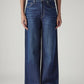Women's Dark Indigo Wide Leg Fit High Rise Cinched Jeans - Front View