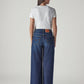 Women's Dark Indigo Wide Leg Fit High Rise Cinched Jeans - Back View