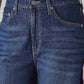 Women's Dark Indigo Wide Leg Fit High Rise Cinched Jeans - Detail View