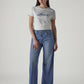 Women's Blue Wide Leg Fit High Rise Cinched Jeans - Front View