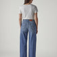 Women's Blue Wide Leg Fit High Rise Cinched Jeans - Back View