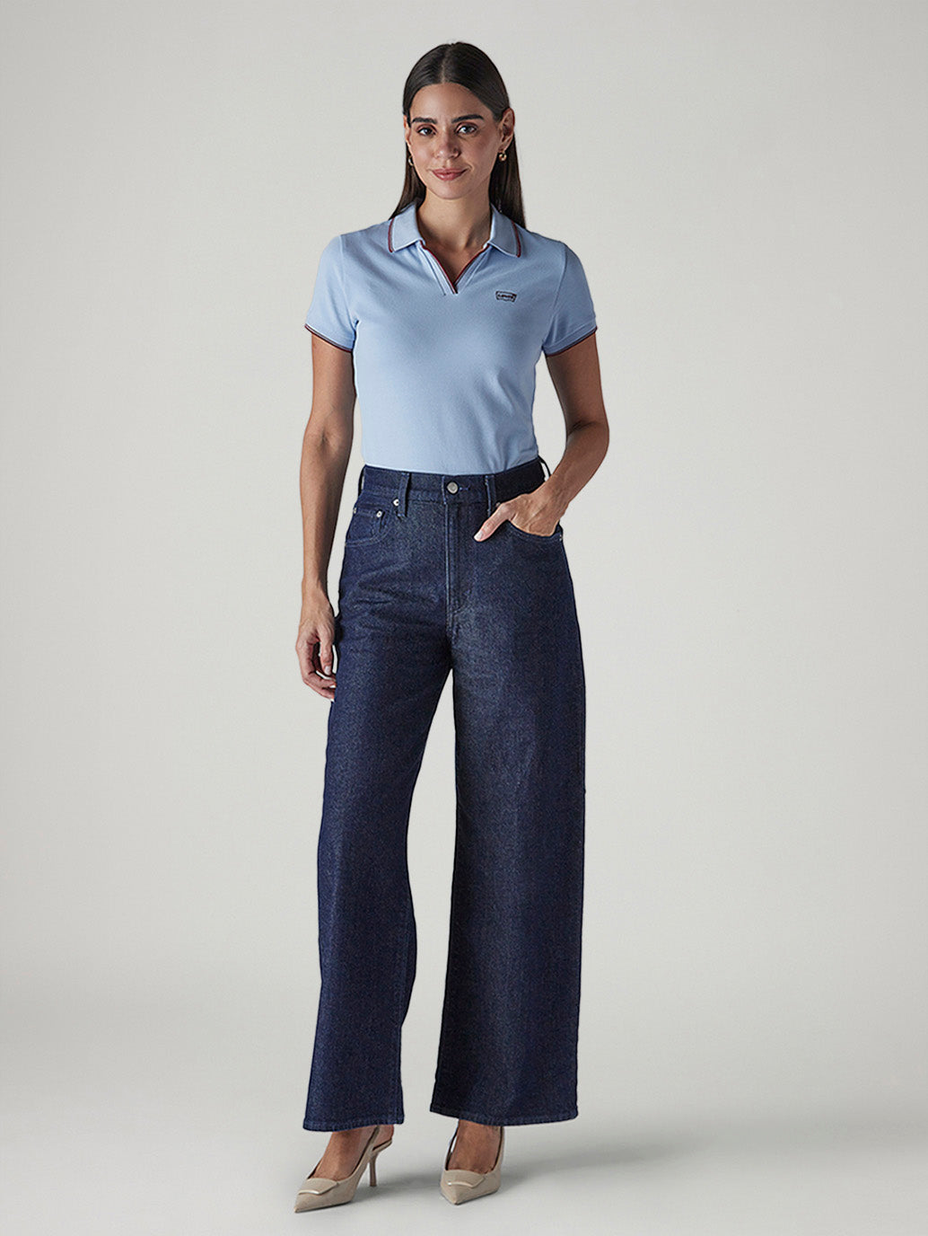 Women's Dark Indigo Wide Leg Fit High Rise Cinched Jeans - e54438fe-b911-4f31-b527-92f196e41100 View