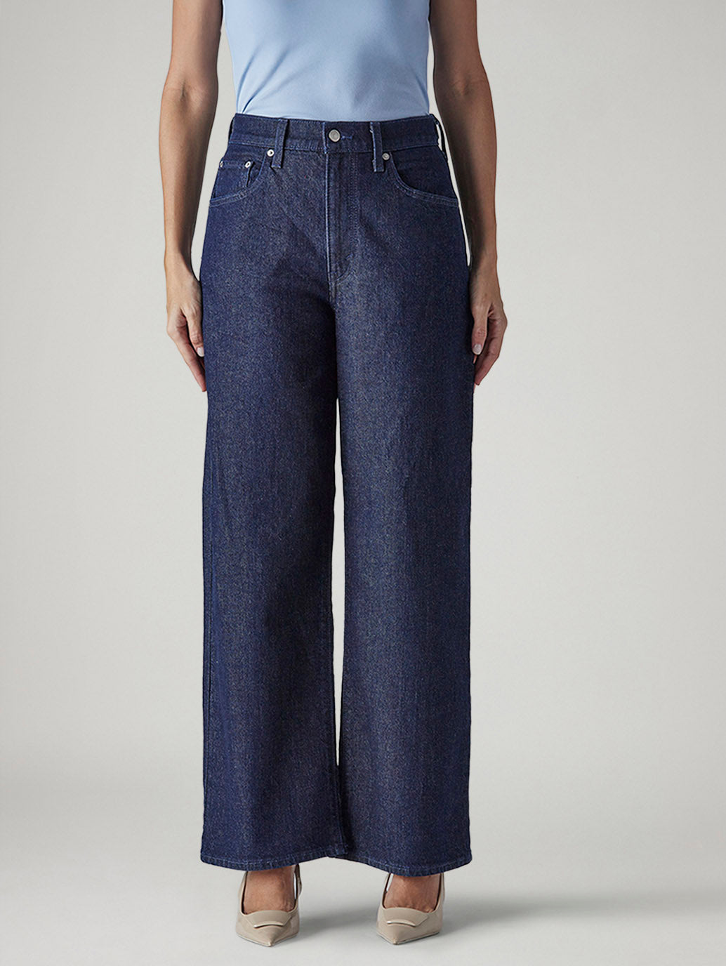 Women's Dark Indigo Wide Leg Fit High Rise Cinched Jeans - f1f1e449-3299-4e1b-852f-c114f09d323b View
