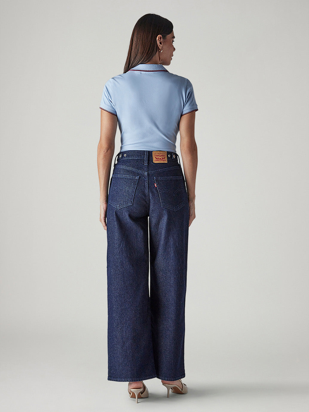 Women's Dark Indigo Wide Leg Fit High Rise Cinched Jeans - f3436a62-4498-492f-9c8e-7f52b081f4eb View