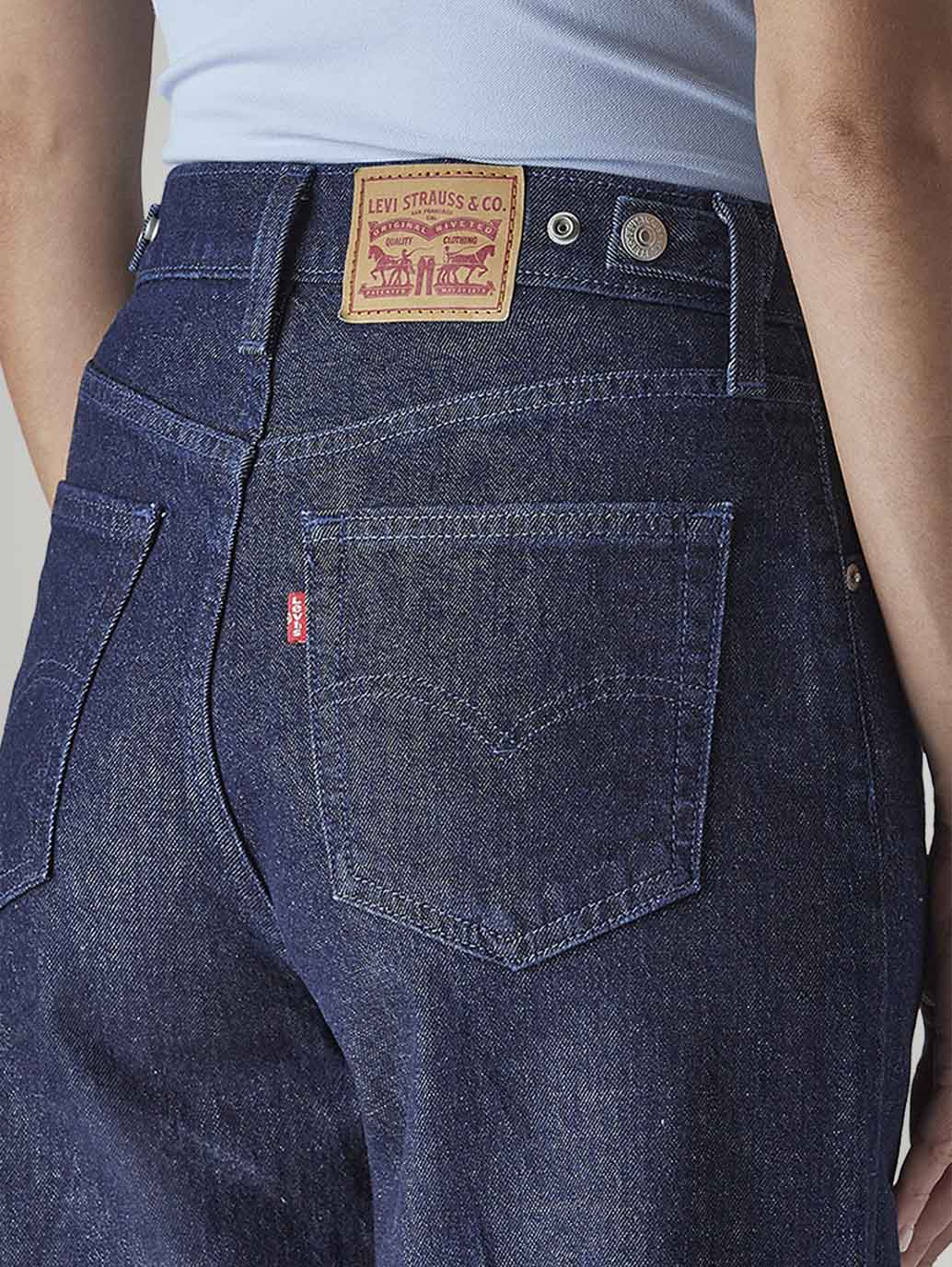 Women's Dark Indigo Wide Leg Fit High Rise Cinched Jeans - 867db944-d5ce-43c9-91dc-c228ea060f0e View