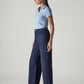 Women's Dark Indigo Wide Leg Fit High Rise Cinched Jeans - Side View