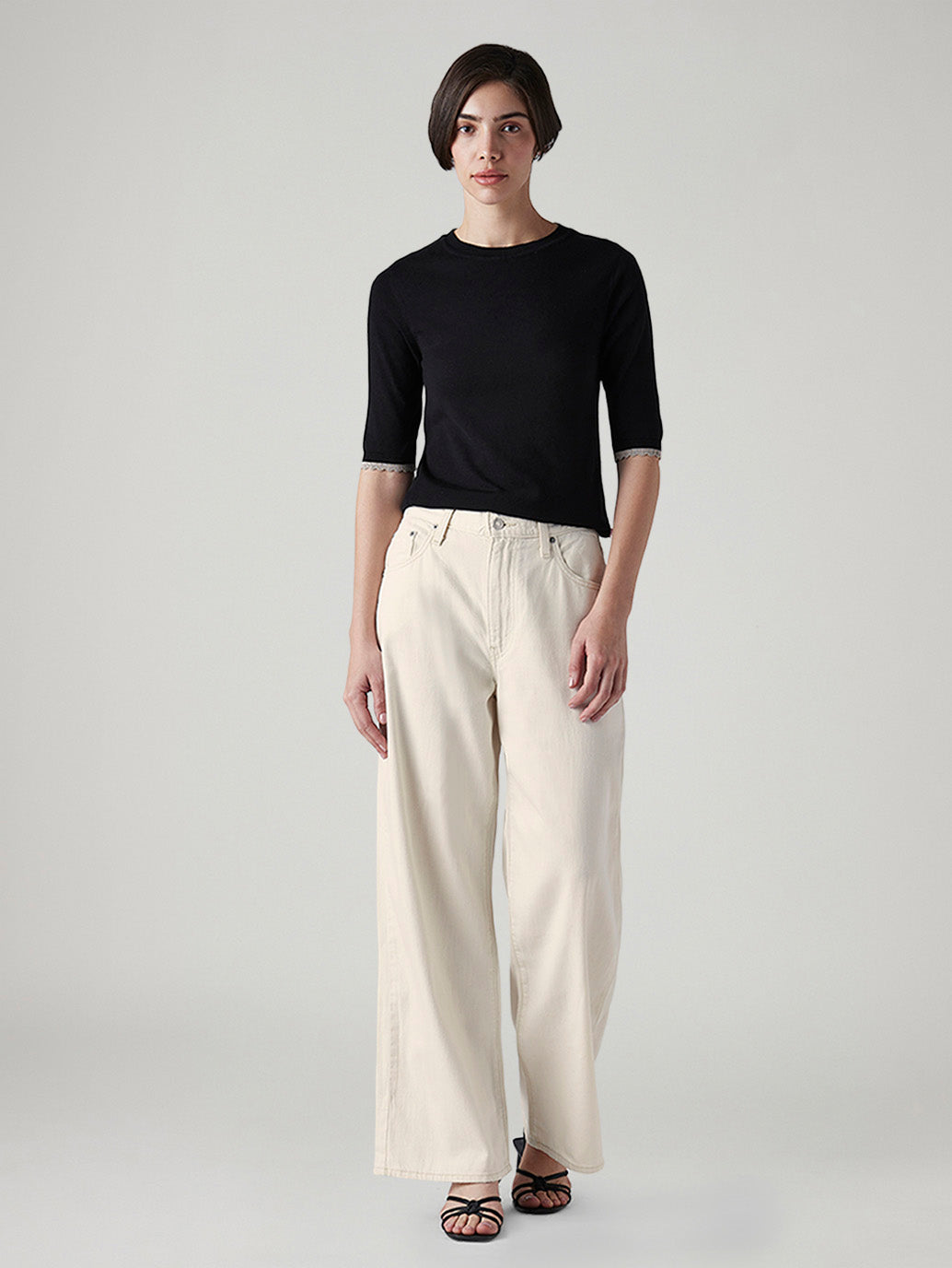 Women's Cinch Cream Wide Leg Fit High Rise Jeans - Front View