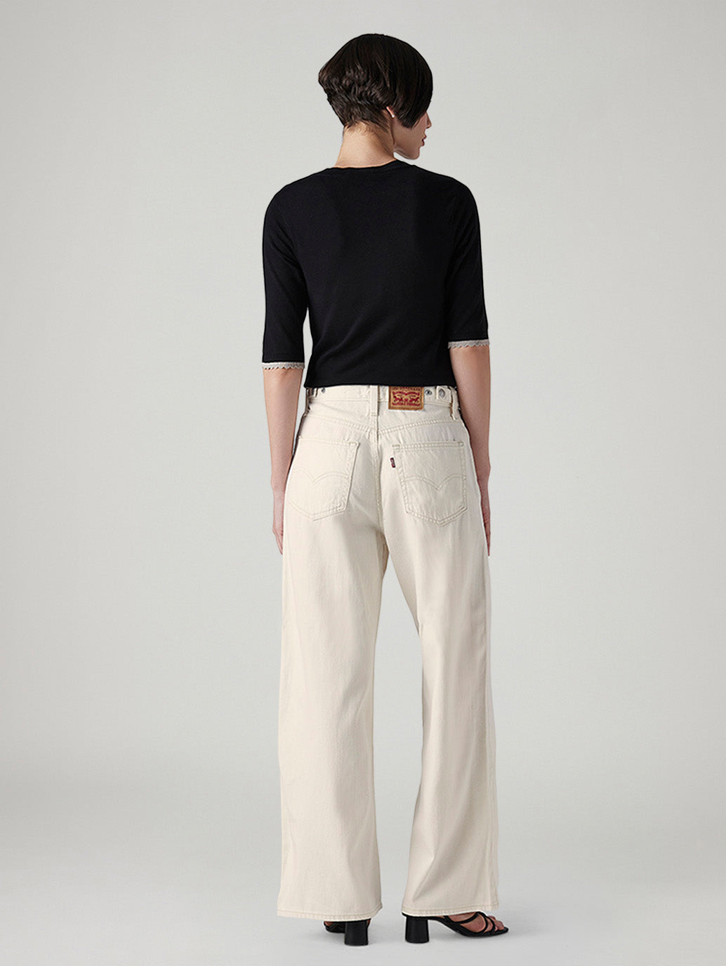 Women's Cinch Cream Wide Leg Fit High Rise Jeans - Back View