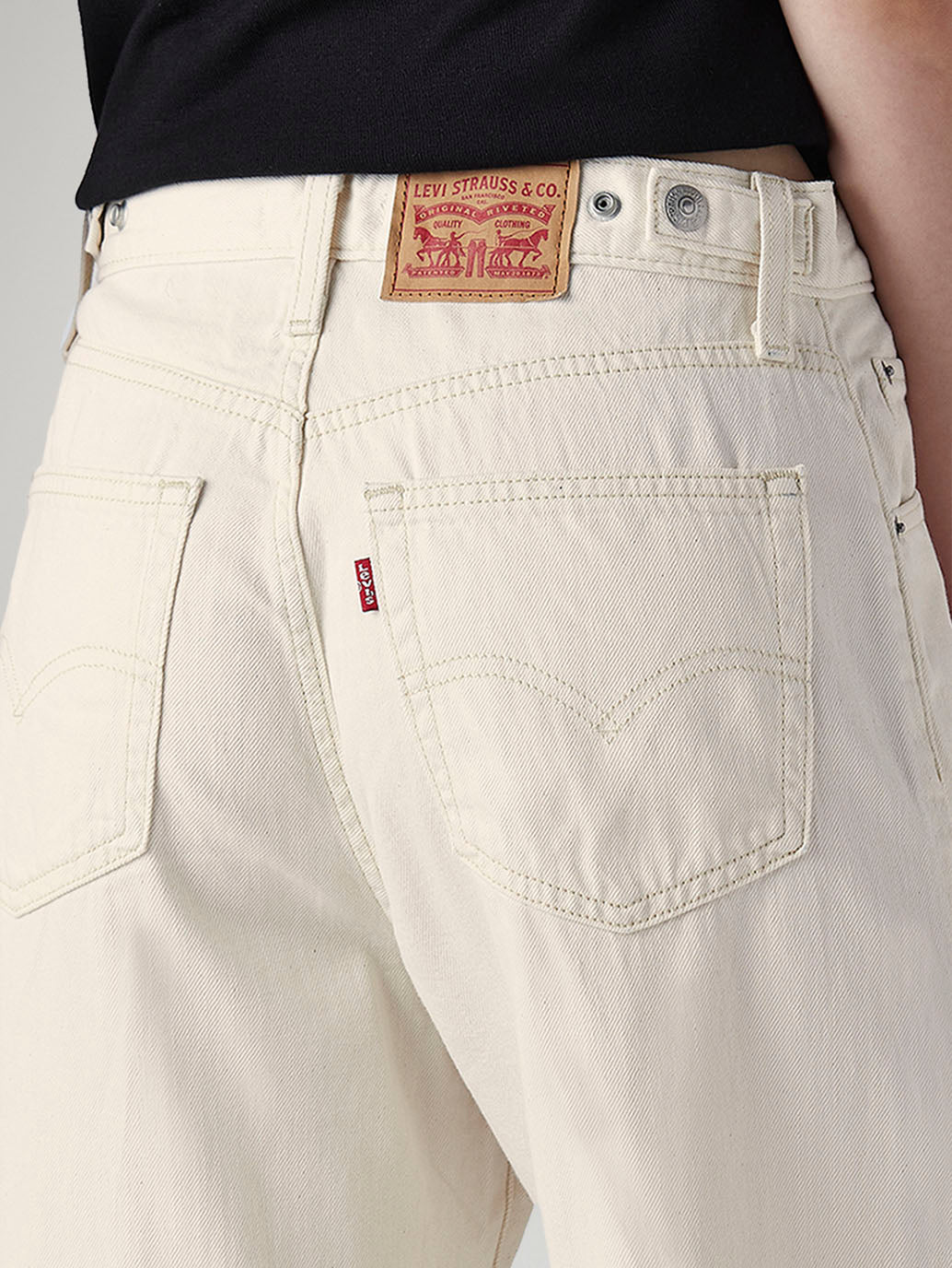 Women's Cinch Cream Wide Leg Fit High Rise Jeans - Detail View