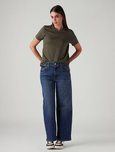 levi's Women's Blue Wide Leg Fit Mid Rise Cinched Jeans-picture-15