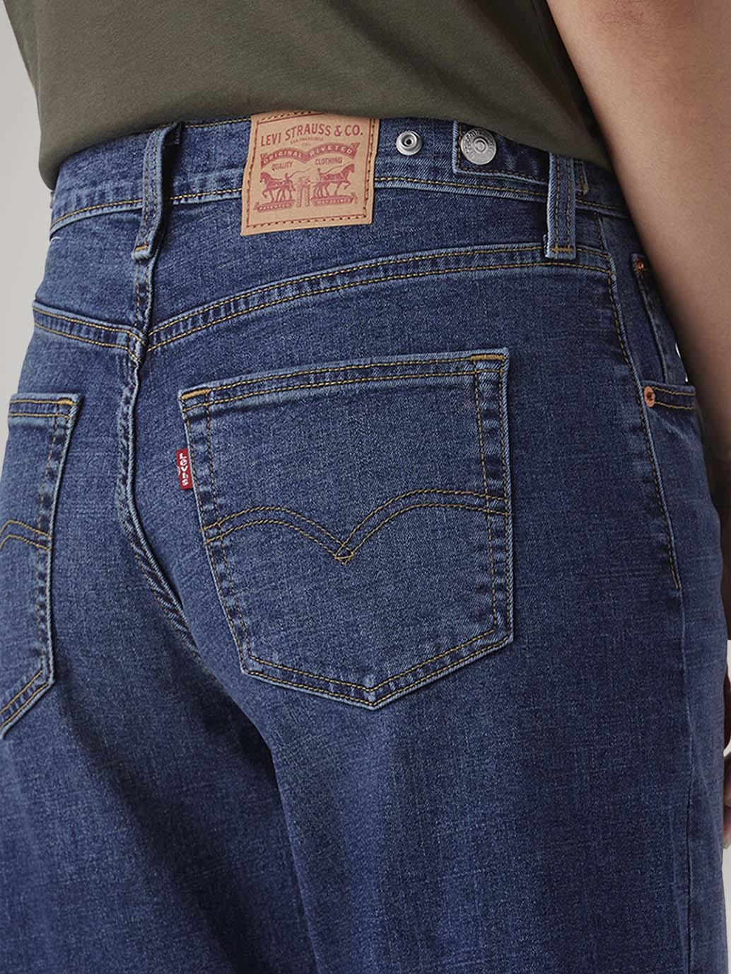 Women's Blue Wide Leg Fit Mid Rise Cinched Jeans - Detail View