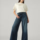 Women's Blue Wide Leg Fit High Rise Cinch Jeans - Styleshot View