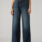 Women's Blue Wide Leg Fit High Rise Cinch Jeans - Front View