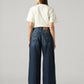Women's Blue Wide Leg Fit High Rise Cinch Jeans - Back View