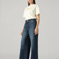 Women's Blue Wide Leg Fit High Rise Cinch Jeans - Side View