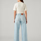 Women's Light Blue Ribcage Wide Leg Fit High Rise Cinch Jeans - Back View