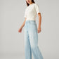 Women's Light Blue Ribcage Wide Leg Fit High Rise Cinch Jeans - Side View