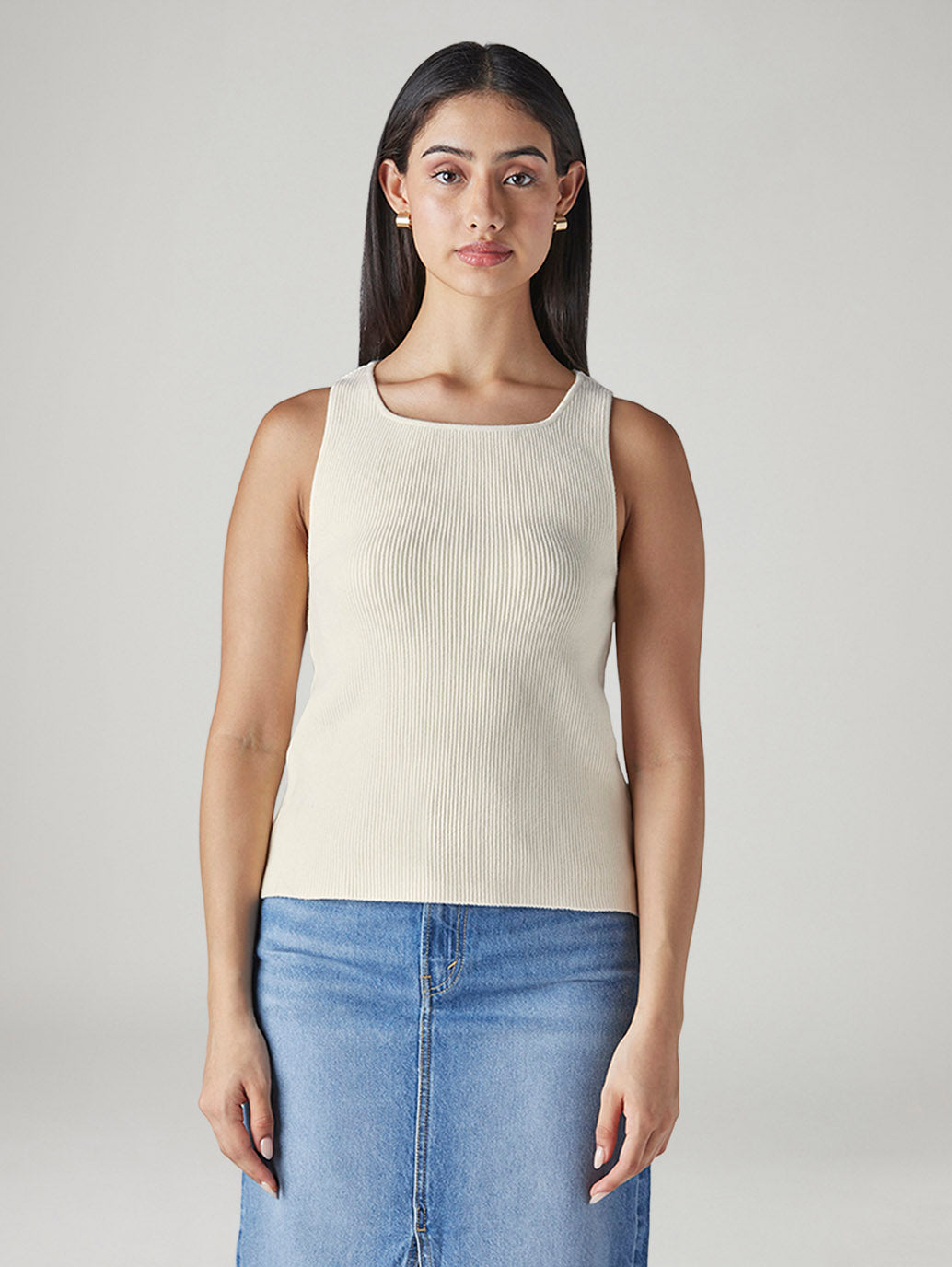 Women's Solid Slim Fit Ribbed Top - Front View