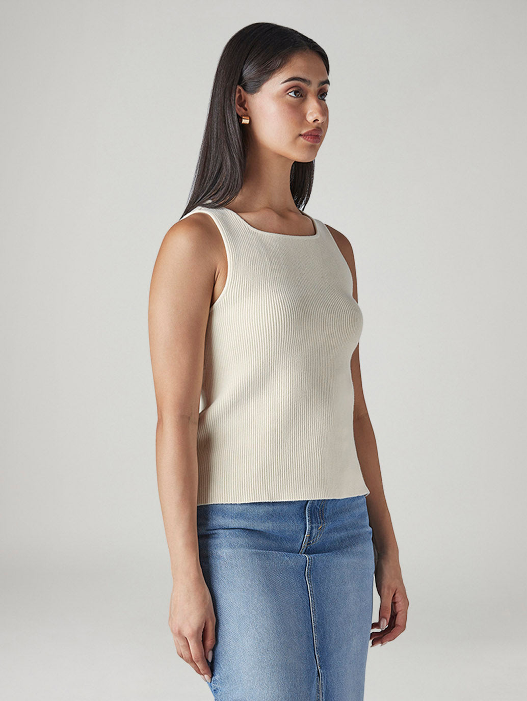 Women's Solid Slim Fit Ribbed Top - Side View