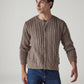 Men's Solid Regular Fit Cable Knit Sweater - Styleshot View
