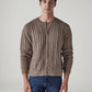 Men's Solid Regular Fit Cable Knit Sweater - Front View