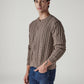 Men's Solid Regular Fit Cable Knit Sweater - Side View