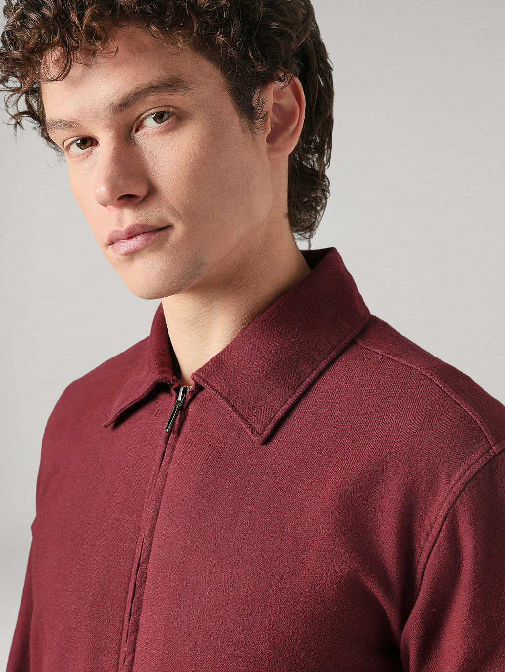 Men's Redloop Solid Slim Fit Flannel Shacket - Detail View