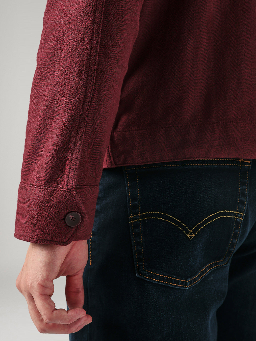 Men's Redloop Solid Slim Fit Flannel Shacket - Detail View
