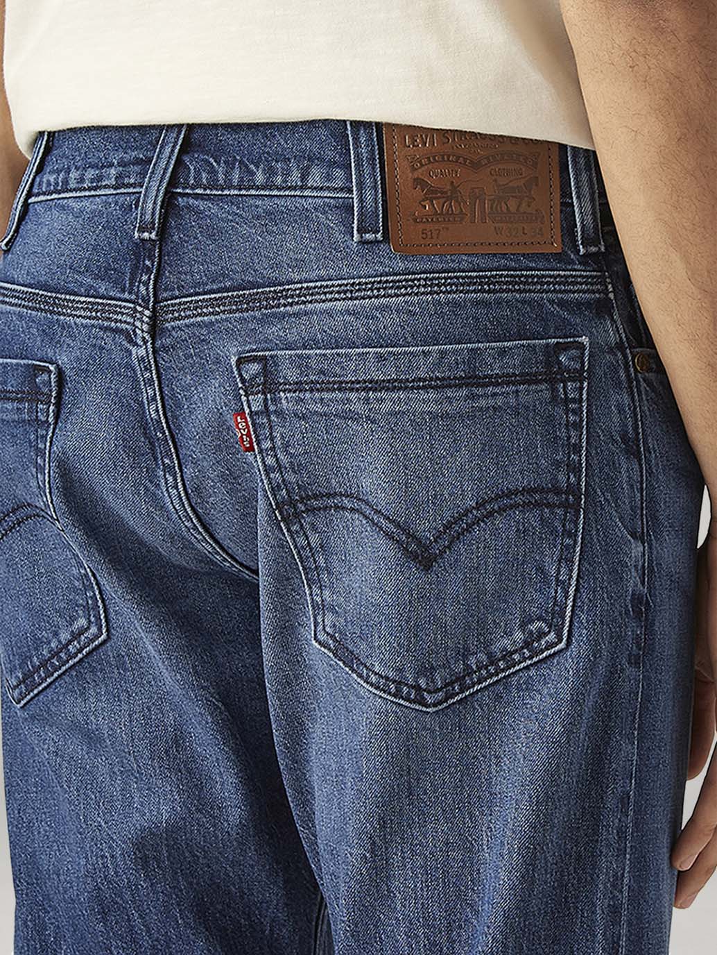 Men's 517 Blue Bootcut Fit Mid Rise Hyper Stretch Jeans - Detail View