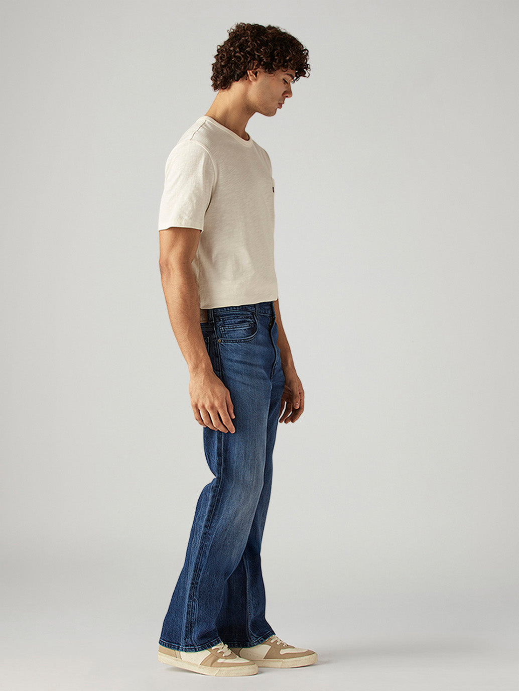 Men's 517 Blue Bootcut Fit Mid Rise Hyper Stretch Jeans - Side View