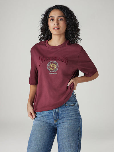 Women's Embroidered Relaxed Fit T-Shirt-image-46