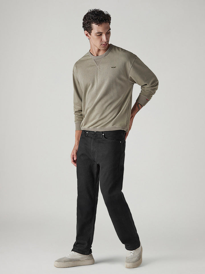 Men's 505 Black Straight Fit Mid Rise Jeans