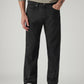 Men's 505 Black Straight Fit Mid Rise Jeans - Front View
