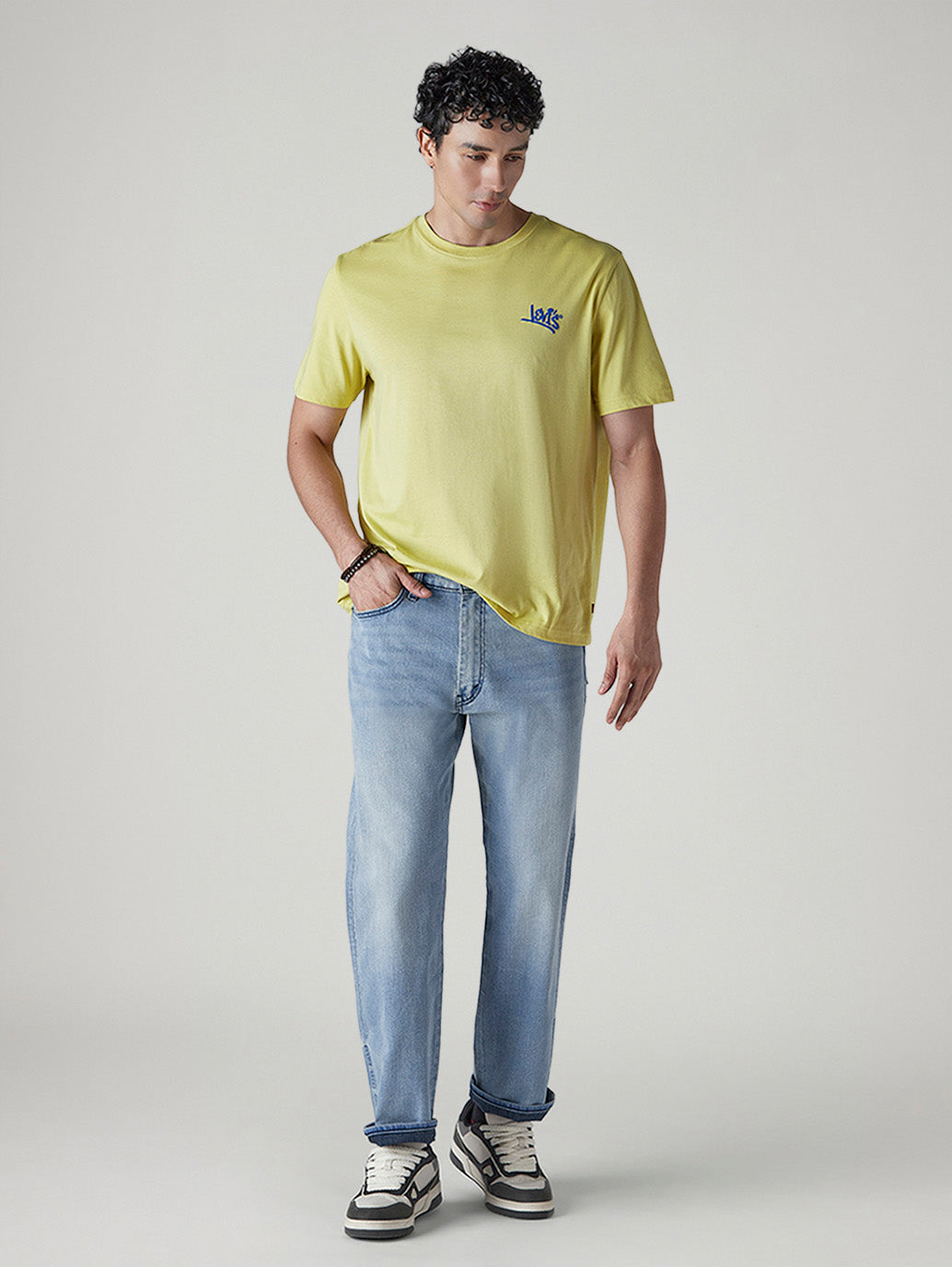 Men's 555 Light Indigo Relaxed Straight Fit Mid Rise Jeans