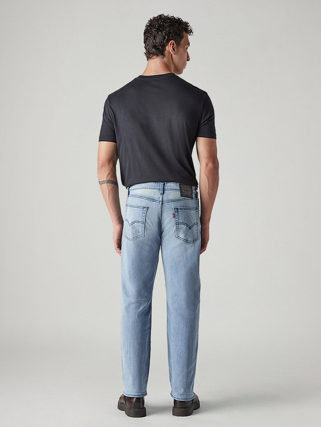 Men's 555 Light Indigo Relaxed Straight Fit Mid Rise Jeans - Back View
