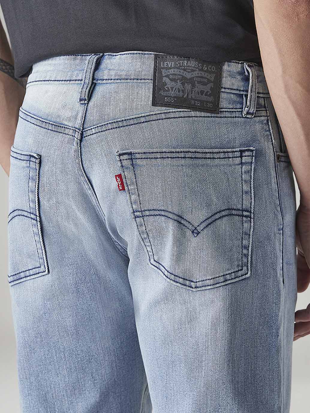 Men's 555 Light Indigo Relaxed Straight Fit Mid Rise Jeans - 20 View