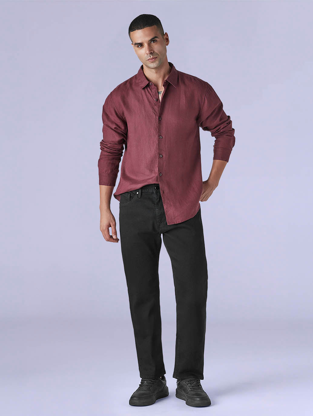 Men's 505 Black Straight Fit Mid Rise Redloop Jeans