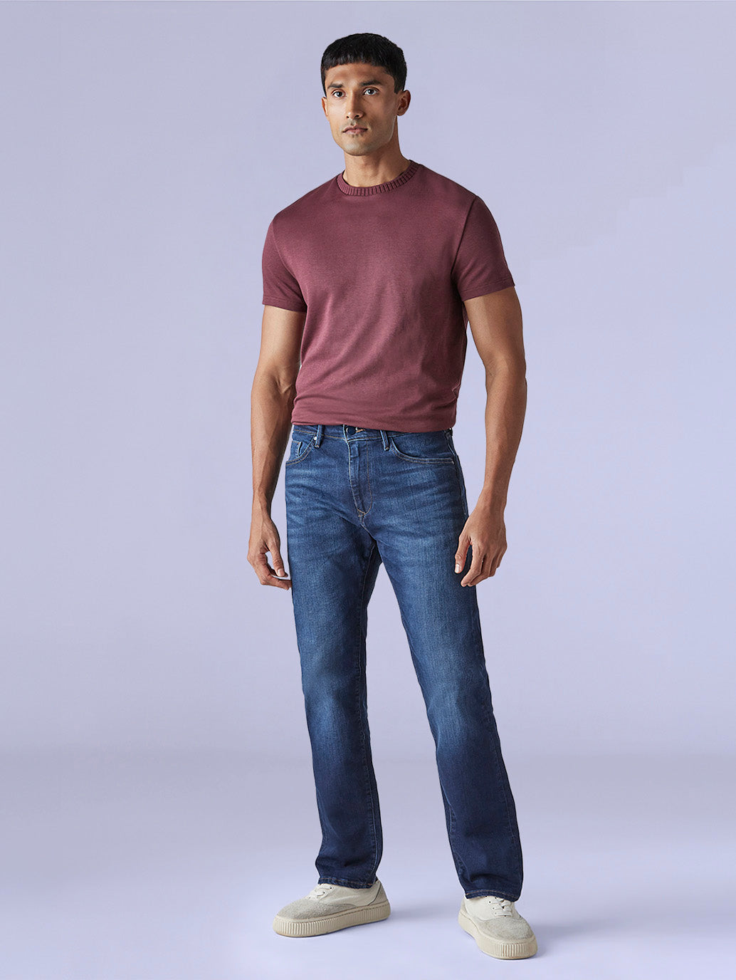 Men's 505 Blue Straight Fit Mid Rise Redloop Jeans