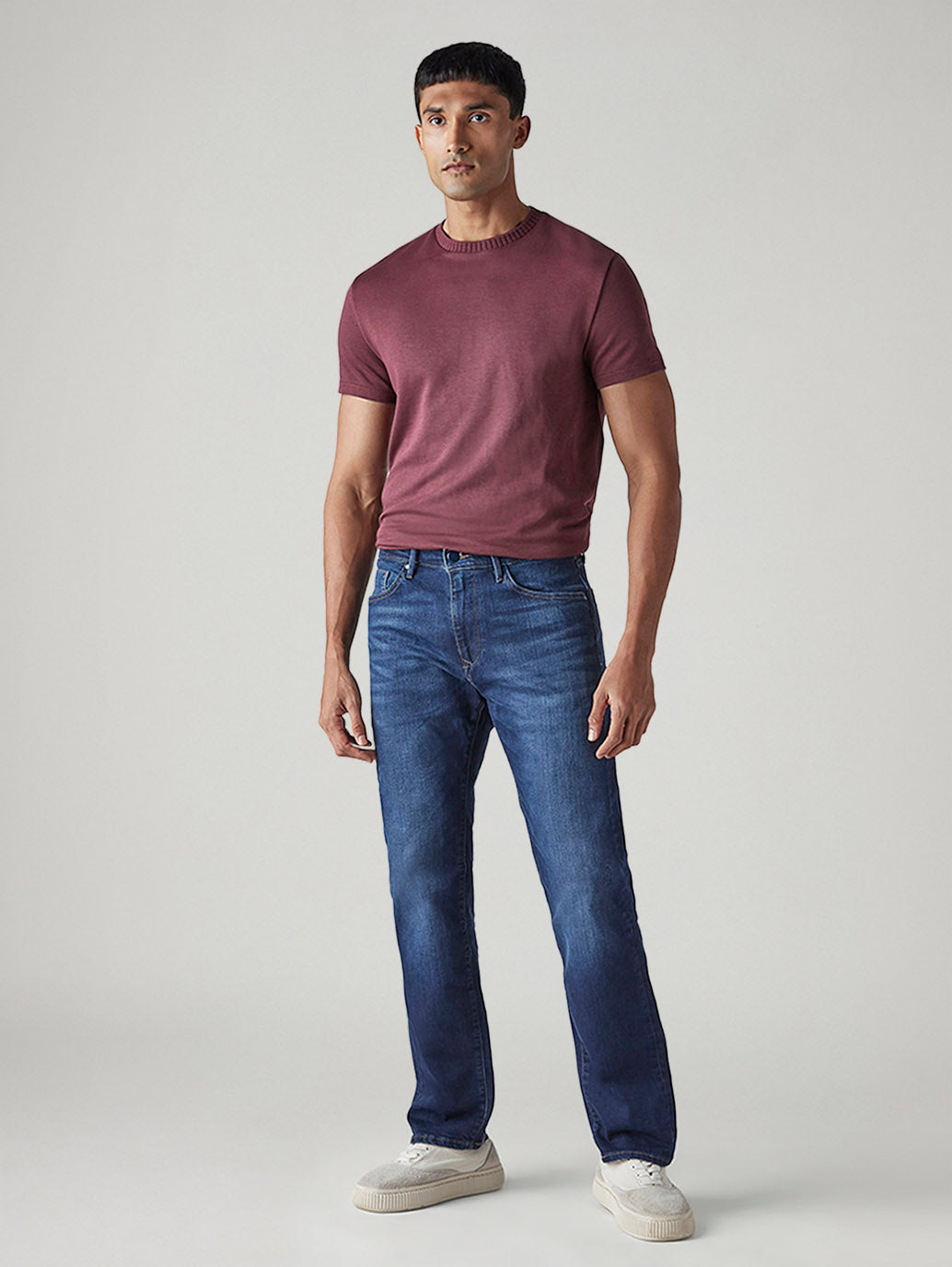 Men's 505 Blue Straight Fit Mid Rise Redloop Jeans