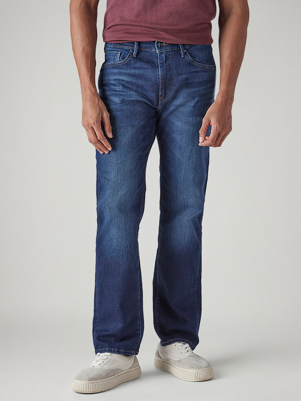 Men's 505 Blue Straight Fit Mid Rise Redloop Jeans - 20 View